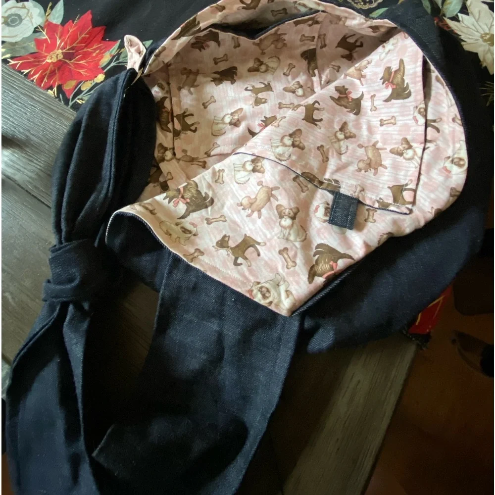 Denim crossbody puppy purse handmade
